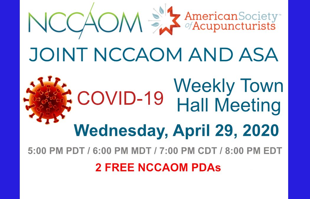 April 29th, Weekly ASA & NCBAHM Town Hall Meeting