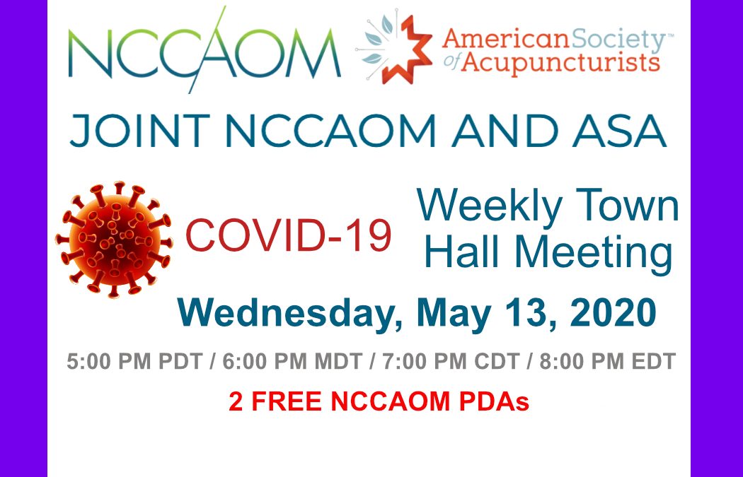 May 13th, Weekly ASA & NCBAHM Town Hall Meeting