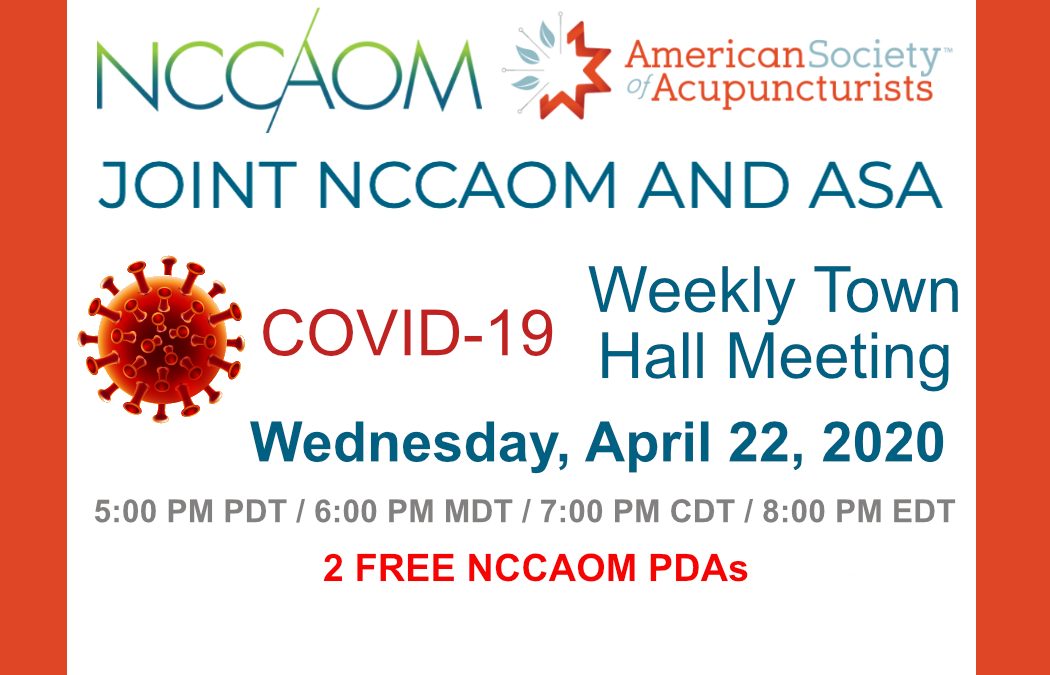 April 22nd, Weekly ASA & NCBAHM Town Hall Meeting